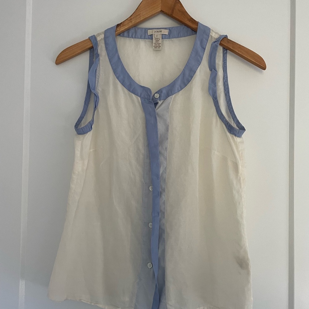 J.CREW Silk Blend Button Down Blouse Tank White Size 0